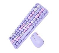 BAOK Ensemble Clavier et Souris Mignon Rétro sans Fil 2,4 GHz 3 DPI Gaming Keyboard Set (Thème Violet)