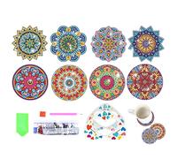 BAOK sous-Verres d'Diamant | Ensemble sous-Verres Peinture Diamant Bricolage 8 pièces - Kits d'Diamant Coaster avec Support pour Adultes Enfants débutants Fournitures d'artisanat