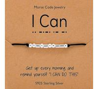 BAOKELAN Bracelet d'inspiration Morse Bracelet De Perles En Argent Sterling Pour Femmes Perles à Message Secret Faites à la Main Avec Un Cordon De Soie Je Peux