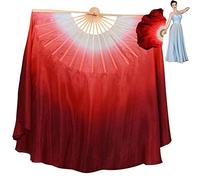 Baokuan Belly Dance Dance Dancing Silk Bamboo Long Fans pour Party Performance Silk Bamboo Long Fans for Party Performance White Red Gradient