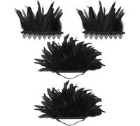 Baokuan Ensemble D'accessoires Gothiques pour Reine Maléfique avec Châle Manchette en Plumes pour Halloween, Cosplay, Costume De Corbeau Gothique