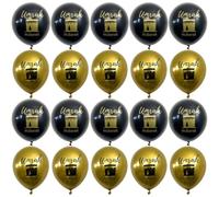 Baokuan Ensemble De 20 Ballons Omra Mubarak Or Noir, Décorations pour Fêtes Islamiques, Ramadan, Aïd, Omra Mubarak, Remise De Diplômes, Cérémonie De Bénédiction du Hajj