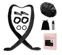 Baolivi Lot de 10 bigoudis en velours sans chaleur, doux pendant la nuit, sans chaleur, bandeau de 177,8 cm, pour cheveux longs et moyens, noir