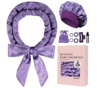 Baolivi Satin Bigoudis Bandeau Boucleur de Cheveux Boucle sans Chaleur Antidérapant, Doux Heatless Hair Curlers pour Dormir, 9 Pièces Kit de Boucles sans Chaleur pour Cheveux Moyens et Longs,Violet