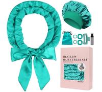 Baolivi Satin Bigoudis Bandeau Boucleur de Cheveux Boucle sans Chaleur Antidérapant, Doux Heatless Hair Curlers pour Dormir, 9 Pièces Kit de Boucles sans Chaleur pour Cheveux Moyens et Longs,Vert
