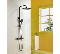 Baollansa Colonne de Douche Thermostatique de Douche avec Mitigeu,Barre Réglable 88-125cm Ensemble de Douche Salle de Bain Douchettes 3 Jets Main Set Complet (ferreux)