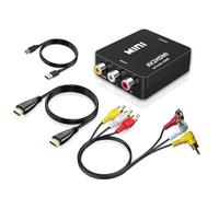 baolongking Adaptateur AV vers HDMI, convertisseur AV vers HDMI, 1080p vers HDMI CVBS AV composite vidéo audio adaptateur pour PS2 Wii SNES N64/TV/PC/PS3/STB/VCR/lecteurs DVD Blu-Ray