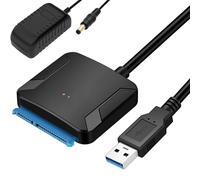 baolongking Adaptateur de disque dur USB 3.0 vers SATA III 5 Gbps, synchronisation de données, convertisseur SATA vers USB pour SSD/HDD de 2,5 pouces et 3,5 pouces avec adaptateur secteur 12 V/2 A,