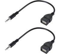 baolongking Lot de 2 adaptateurs AUX vers USB [pour voiture uniquement] Prise audio mâle 3,5 mm vers USB 2.0 femelle pour système audio de voiture avec fonction de décodage MP3 (lot de 2, ne