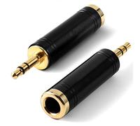 baolongking Lot de 2 adaptateurs stéréo en cuivre Pur de 6,35 mm vers Prise Jack Femelle de 6,35 mm pour Casque, Adaptateur d'ampli (Noir)