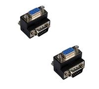 baolongking Lot de 2 adaptateurs VGA mâle vers femelle 15 broches SVGA à angle droit pour écran LCD TV