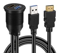 baolongking USB 3.0 & HDMI à HDMI + USB3.0 AUX Extension Dash Panel étanche voiture montage encastré câble pour voiture bateau et moto -1 m