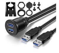 baolongking USB Panel Flush Mount Kabel 2 Meter 1,8 m Dual USB 3.0 Verlängerung USB Mount Dash Mount Mount Panel Mount Kabel für Auto Boot Motorrad