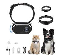 Baomaeyea Collier pour appareil photo pour chat, rotation à 360°, sans fil, caméra 1080p HD, pas besoin de Wi-Fi nécessaire, petites caméras d'action pour chiens, chats et chats (noir)