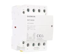 BAOMAIN Contacteur AC, 2 pôles NO, 2 pôles NC, 63 A, tension de bobine AC 220 V, montage sur rail DIN 35 mm, approuvé VDE, BCT-63/22