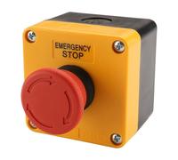 BAOMAIN Interrupteur d'Arrêt d'Urgence avec Boîtier, Bouton Poussoir Champignon 10A 660V, 1NO 1NC, Étanche IP65, Signal d'Avertissement Rouge, Interrupteur à Coupure de Sécurité