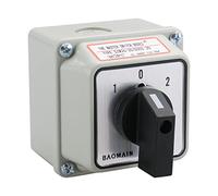 BAOMAIN Interrupteur rotatif universel avec interrupteur principal Boîtier extérieur, On-Off-On, 550V 20A 3 positions 2 phases, Homologations CE, IP66, LW28-20/D202.2D (Small Box)