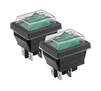Baomain Lot de 2 interrupteurs à bascule avec couvercle étanche, lumière LED verte, marche/arrêt DPST 4 broches 16 A 250 VAC, enfichable, liste UL VDE, pour voiture, bateau, appareils ménagers