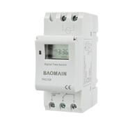 BAOMAIN THC15A Interrupteur Horaire Programmable DC 12V 16A , Minuterie Numérique sur Rail DIN avec Écran LCD pour Éclairage, Solaire et Contrôle Industriel