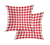BaoNews Lot de 2 Housses de Coussin carrées à Carreaux Vichy Rose Rouge avec Fermeture éclair dissimulée - 45,7 x 45,7 cm