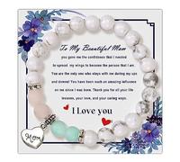 BAOPLAYKIDS Bracelets en pierre naturelle pour femme, cadeaux de fête des mères pour maman, de la part de sa fille, fils, anniversaire, Noël, Saint-Valentin, cadeau pour maman, meilleure maman, One