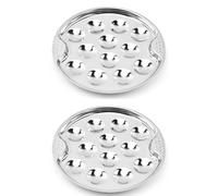 BAOPUSHIDAJILI Lot de 2 assiettes Escargot en acier inoxydable avec 12 trous de compartiment, 19,1 cm, plats de cuisson pour la maison, la cuisine, le restaurant, l'hôtel, le barbecue