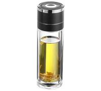 Baoqifong Bouteille d'eau en verre,Tasse de Thé Verre Isolant à Double Paroi - Tasse Réutilisable Anti-Fuites Portable pour Maison Bureau et Voyage Quotidien