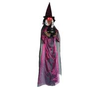 Baoqifong Décoration Sorcière Halloween,Sorcière Hurlante avec des Yeux Qui Brillent | Figurine Horreur Tenant Chaudron avec Yeux Lumineux 180 Cm pour Porte Portail Jardin Plafond Pelouse Porche