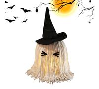 Baoqifong Décorations Halloween Fantôme Lumineux - Décoration Épouvantable de Fantôme Chiffon Lumineux avec Chapeau de Sorcière,Accent Mystérieux pour Intérieurs Porches Cheminées Jardins Fêtes Tables