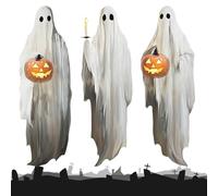 Baoqifong Fantômes Adhésifs pour Fenêtres | 3 Feuilles Très Grandes Décorations de Fantôme avec Citrouille et Bougie | Autocollants Effrayants Réutilisables pour Bureau Fête Scolaire Halloween |