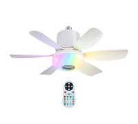 Baoqifong Plafonnier avec Ventilateur | Télécommande Haut-Parleur Musique 3 Vitesses,Ventilateur LED Lumineux pour Chambre,pour Maison, Dormitorium, Bureau, Appartement, Chambre, Salon