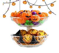 Baoqifong Plateau Snack - Support à Snacks 2 Niveaux Amovible avec Couvercle,Présentoir pour Table Fêtes Noël Salle Cinéma Chambre Bureau