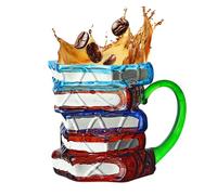 Baoqifong Tasse À Café Livres Superposés | Mug Littéraire En Verre Décoré - Articles Littéraires Colorés et pour Lecteurs Lectrices Hommes Femmes Enseignants Écrivains Amoureux de
