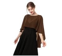 Baoqiya Capelet doux en mousseline de soie pour femme, châles et écharpes pour robes de soirée, cape pour demoiselles d'honneur, mariage, marron, taille unique