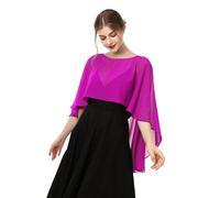 Baoqiya Capelet doux en mousseline de soie pour femme, châles et écharpes pour robes de soirée, cape pour demoiselles d'honneur, mariage, Rose foncé, taille unique