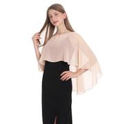 Baoqiya Capelet doux en mousseline de soie pour femme, châles et écharpes pour robes de soirée, cape pour demoiselles d'honneur, mariage, champagne, taille unique
