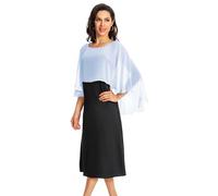 Baoqiya Capelet doux en mousseline de soie pour femme, châles et écharpes pour robes de soirée, cape pour demoiselles d'honneur, mariage, bleu ciel, taille unique