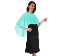 Baoqiya Capelet doux en mousseline de soie pour femme, châles et écharpes pour robes de soirée, cape pour demoiselles d'honneur, mariage, aqua, taille unique