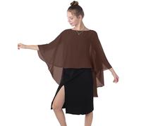 Baoqiya Capes en mousseline de soie transparente pour femme, grande taille, marron, taille unique