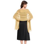 Baoqiya Écharpe châle en mousseline de soie douce pour femme - Or - longueur (201 cm) * largeur (48 cm)
