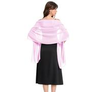 Baoqiya Women's Shawls and Wraps for Evening Dress Chiffon Shawl Soft Elegant Silky Pashmina Wedding Bridal Scarf(Pink, 79"×19")