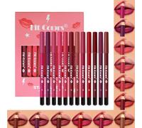Baorder 12 Couleurs Matte Lip Liner Pencil Set,Rouge à lèvres velours mat crémeux,Kit de maquillage pour les lèvres en une étape,Fit Colors Long Lasting Waterproof Smooth High Pigmented Lip Makeup
