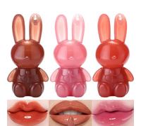 Baorder Lot de 3 gloss à lèvres hydratants en forme de lapin mignon, gloss à lèvres liquide, gelée hydratante, waterproof, non collant, longue durée