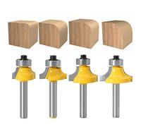 Baorder Lot de 4 Fraises Rondes à Bords Arrondis Avec Tige de 6 mm, Fraises à Défoncer en Carbure Avec Roulement Pour le Travail du Bois