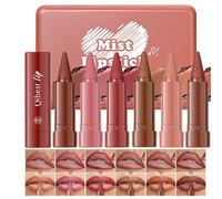 Baorder Lot de 6 rouges à lèvres 2 en 1 dégradé - Crayon à lèvres naturel mat nude marron rouge à lèvres - Haute pigmentation et longue durée