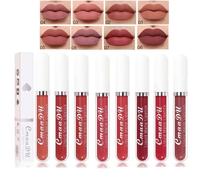 Baorder Lot de 8 rouges à lèvres liquides mats, étanches, longue durée, non collants, pour femme, rouge foncé, 24 heures, hautement pigmentés