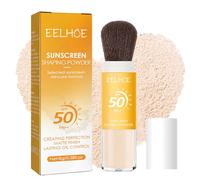 Baorder Poudre de réglage de crème solaire minérale, SPF 50 PA++, huile de contrôle naturelle, finition mate, durable, légère et respirante, avec pinceau (1 pièce)