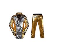 Baorun Michael Jackson World Tour Gold History Veste avec Pantalon (Doré, Small)