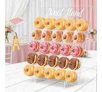 BAOSHISHAN Presentoir Donut Acrylique 26×22in Donut Stand Contient 50 Donut | Acrylique Transparent,Réutilisable, Installation Facile,Pour Buffets, Donuts & Bagels de Fête