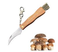 BAOSROY Couteau à Champignons,Couteau à Champignons avec Brosse,Couteaues à Champignon Inoxydable,Couteaues Pliant D'extérieur avec Manche en Bois,Cadeau pour homme,Fête des Pères,papa,Noël